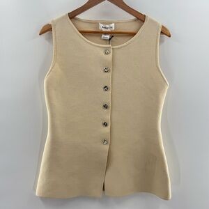 NWT Bailey / 44 Button Front Longline Sleeveless Sweater Vest Cream Old Money L